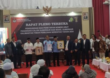 KPU Kaltim Resmi Tetapkan Nomor Urut Paslon Pilgub 2024, Isran-Hadi Nomor 1, Rudy-Seno Nomor 2